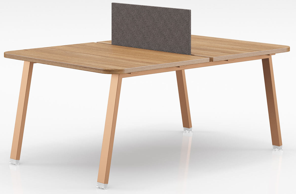Bureau double pour open space avec pieds tréteaux